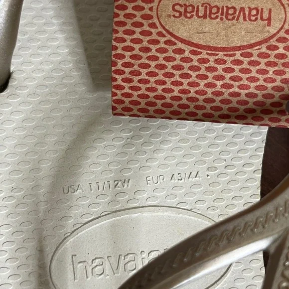 NWT Havaianas Allure Sandals Flip Flops Women 11/12 Gold Strappy Ankle Strap - Picture 8 of 9